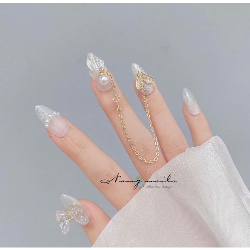Nail Box Thiết Kế Nhũ Sò Kim Cương mix Chamr Dây Trendy
