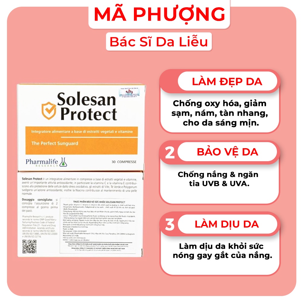 [Chính hãng] VIÊN UỐNG CHỐNG NẮNG VÀ LÀM SÁNG DA SOLESAN PROTECT