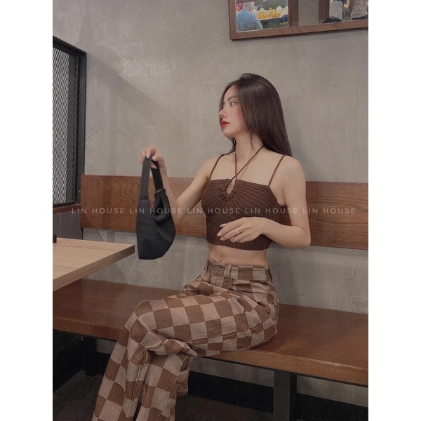 Áo croptop chất len