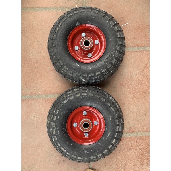 Bánh đỏ béo cao su đặc đường kính 25cm chuyên lắp xe đẩy, xe rùa