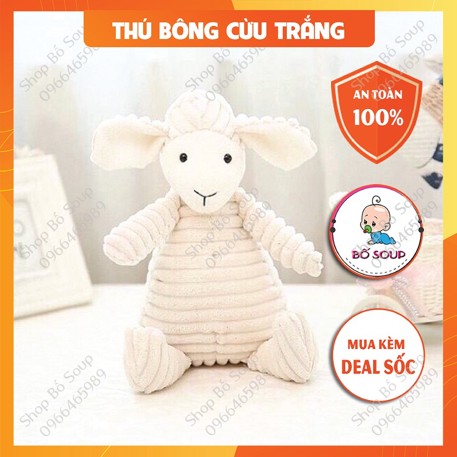 Búp Bê Cừu Bông Ngộ Nghĩnh Cho Bé Màu Trắng, Thú Bông Cho Bé Shop Bố Soup