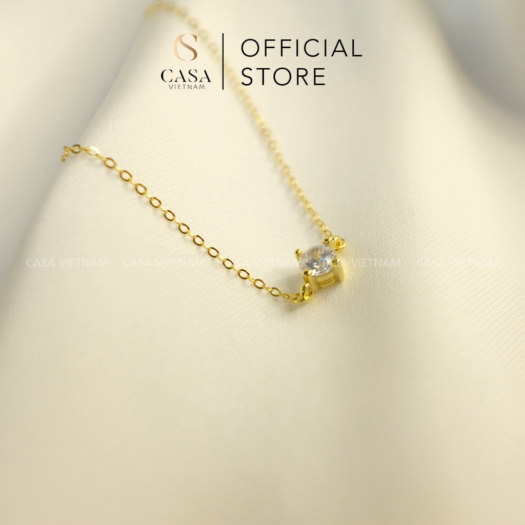 CASA Lắc tay Bạc 925 mạ vàng 14k đính đá Topaz cho nữ CASAB017 [CAM KẾT CHẤT LƯỢNG]