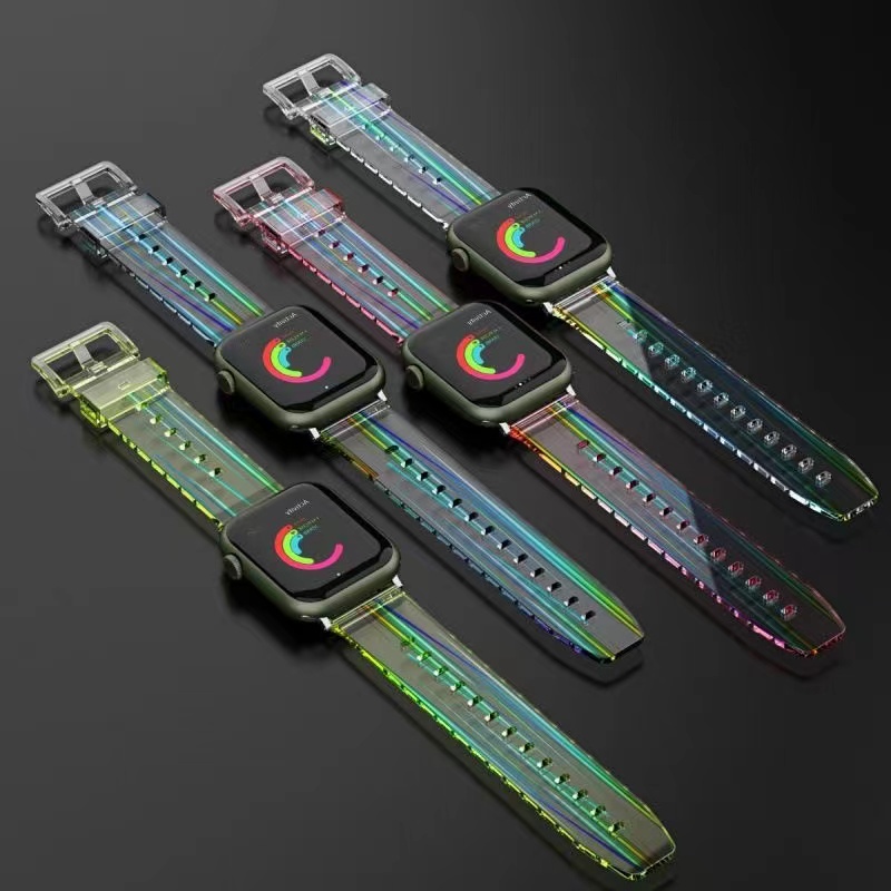 Dây Đeo Đồng Hồ Bằng Silicon Mềm Lấp Lánh 45mm 41mm 44mm 40mm42mm38mm Cho iWatch Series 7 6 5 4 3 2 1
