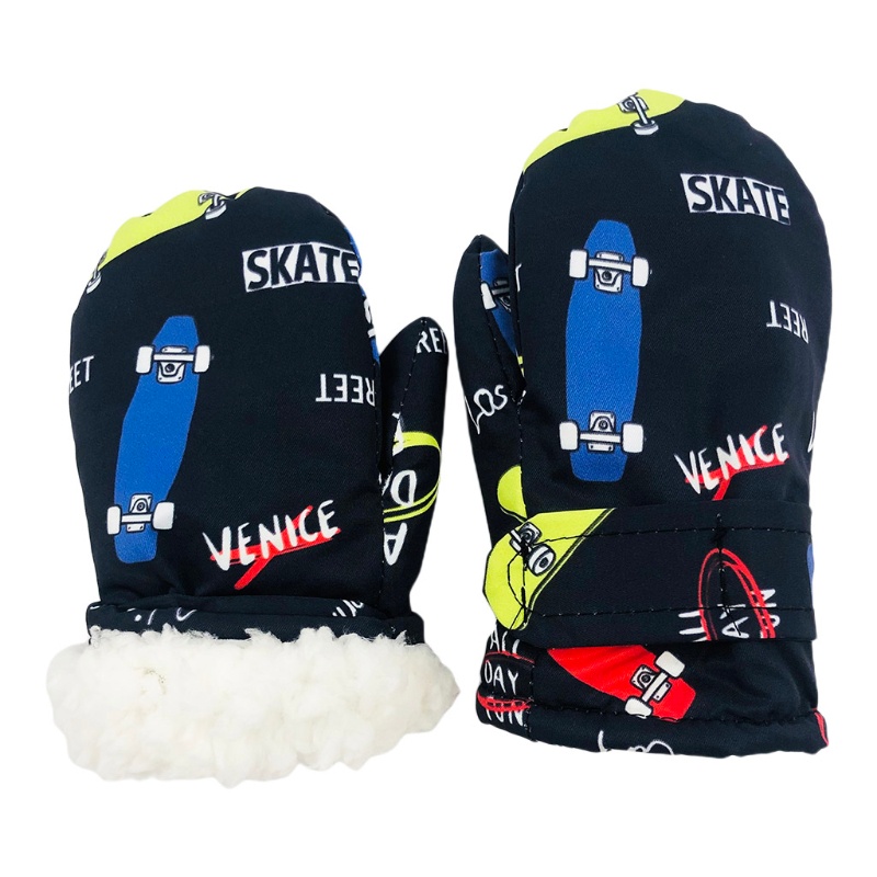 Bộ 2 Găng Tay + Mũ + Găng Tay Chống Nước Họa Tiết Hoạt Hình Giữ Ấm Mùa