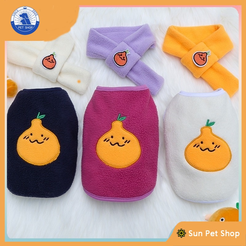Set áo len kèm khăn choàng cổ thời trang cho thú cưng