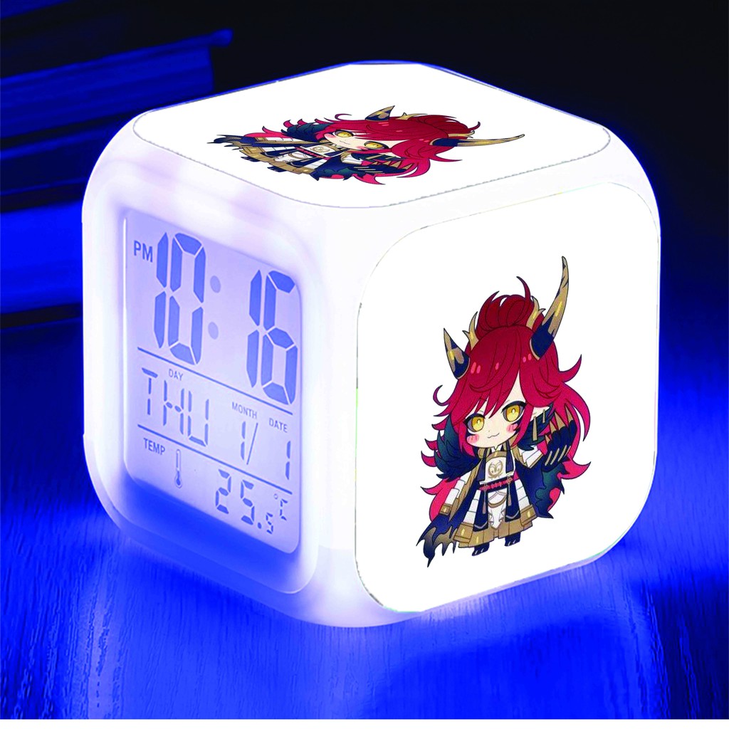 Đồng hồ báo thức để bàn in hình ÂM DƯƠNG SƯ Onmyoji game anime chibi LED đổi màu