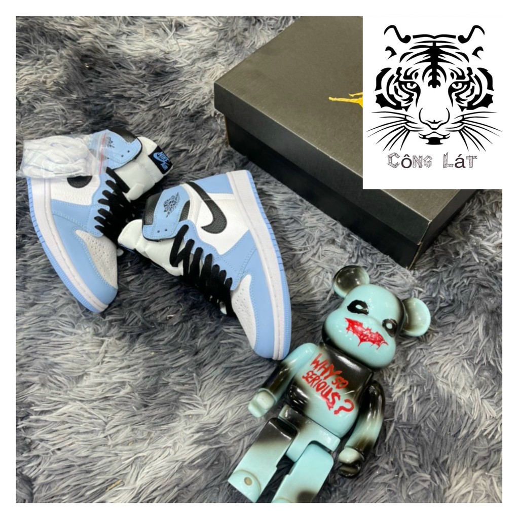 🔥GIÀY Thể Thao NAM NỮ Jordan 1 Xanh Dương Logo Đen Cao Cấp