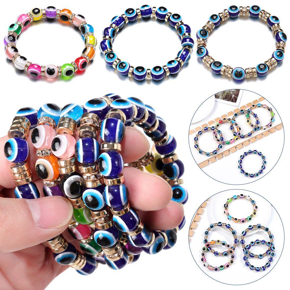 Vòng Đeo Tay Chuỗi Hạt Co Giãn Phối Mặt Hình Con Mắt Quỷ Làm Thủ Công Thời Trang Phong Cách Bohemian Cho Nữ