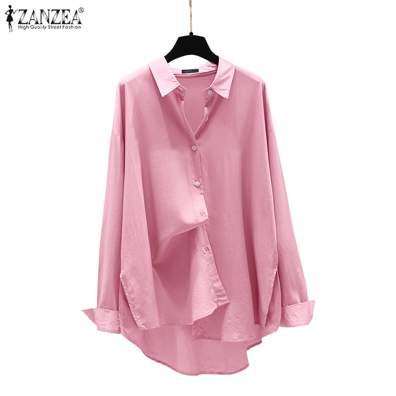 Áo sơ mi ZANZEA dài tay form rộng xẻ tà phong cách đường phố thời trang