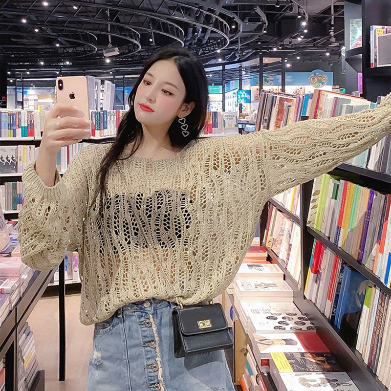 Áo Dệt Kim Mỏng Dáng Ngắn Kiểu Mới