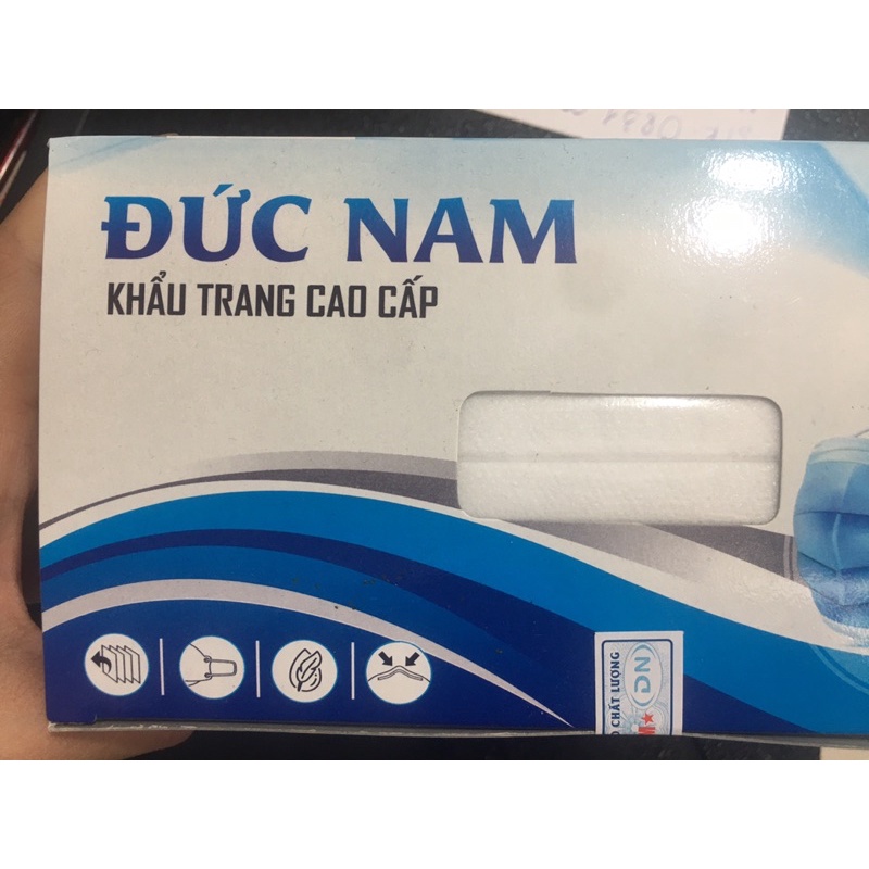 [Hộp 50c / 4 LỚP ]  Khẩu TRANG Y TẾ Đức Nam  4 màu sắc XANH XÁM TRẮNG ĐEN