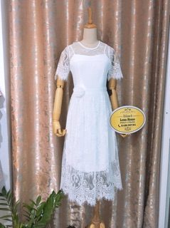 Đầm ren trắng đen