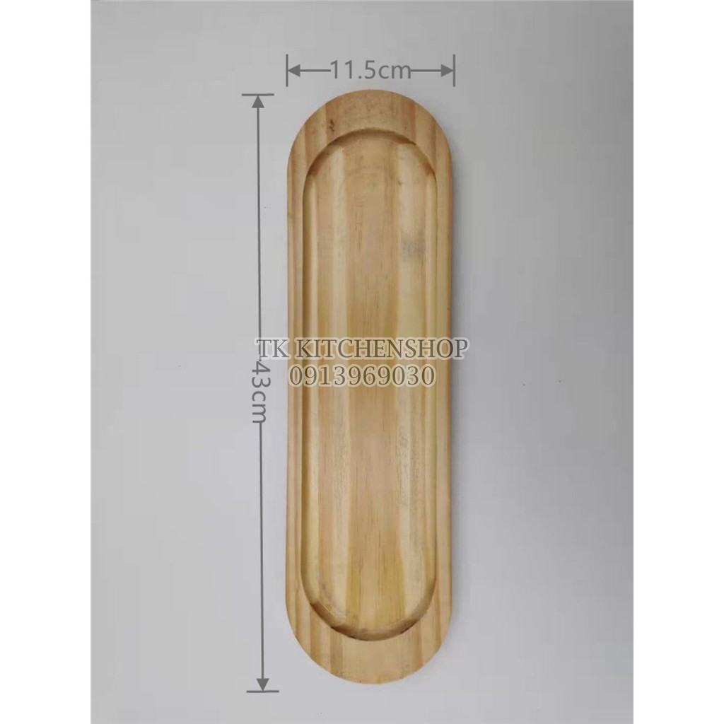 Đĩa gang chống dính chữ nhật tròn cạnh có quai hai bên và đế gỗ KT42cm x 10.7cm