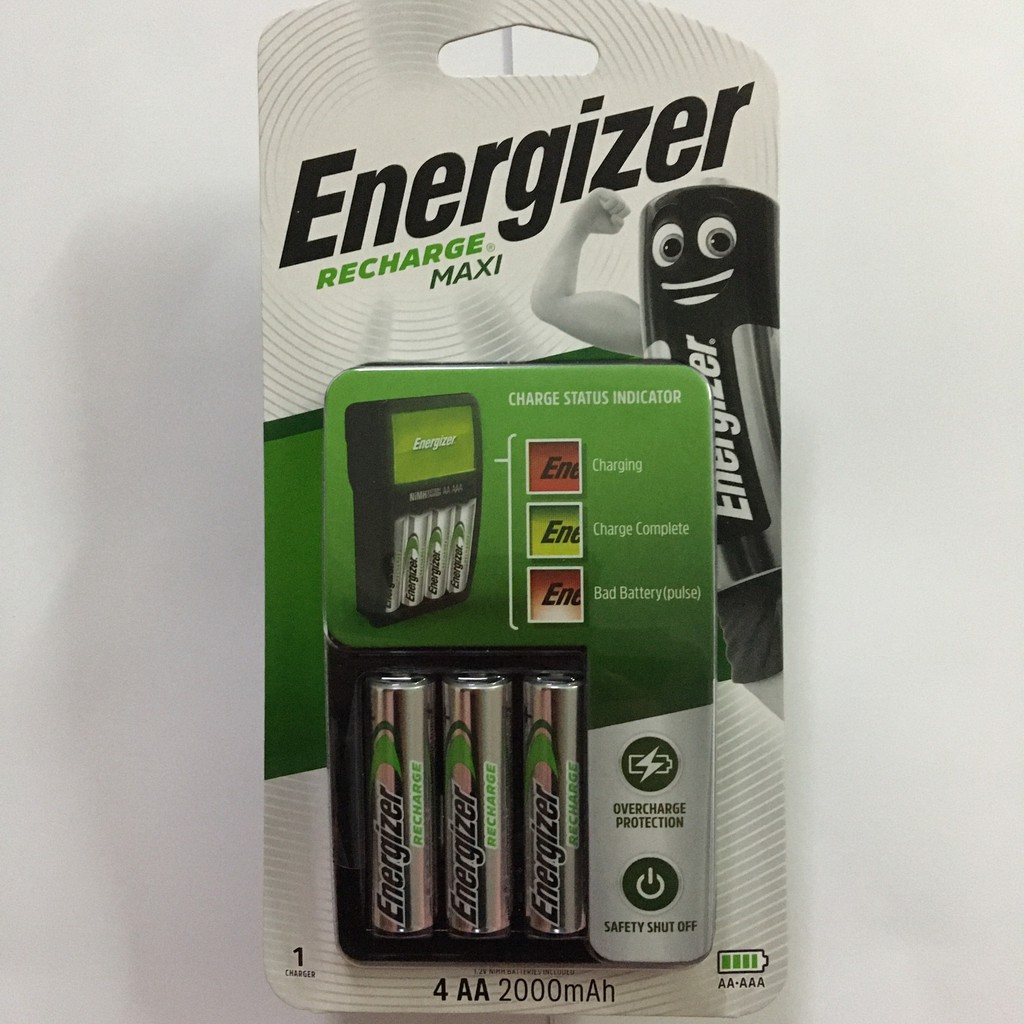 Bộ sạc Energizer Chvcm4 recharge Cao Cấp  Giá Rẻ  Tặng Kèm 4 pin AA 2000mah -Tự ngắt sạc