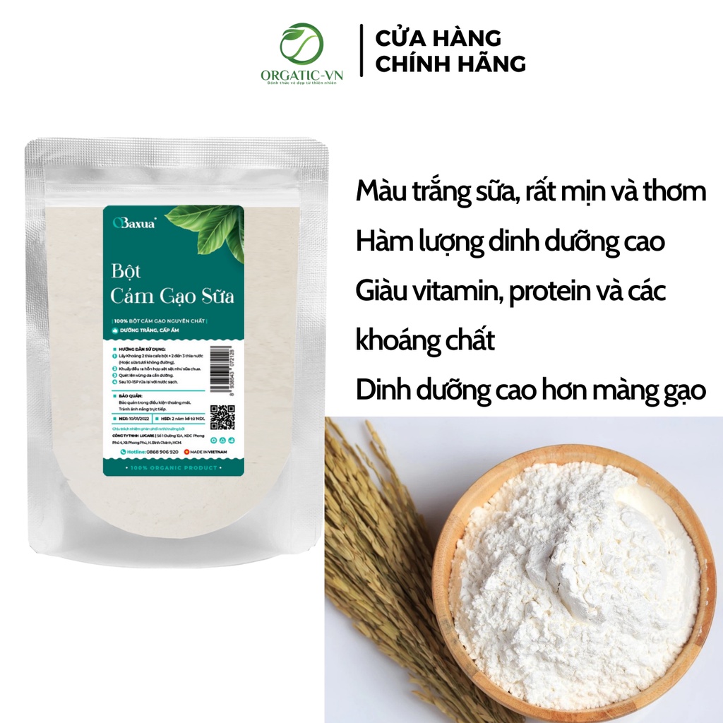 Bột cám gạo sữa  [ 1KG ] nguyên chất hữu cơ- trắng da, dưỡng ẩm, mờ thâm sạm