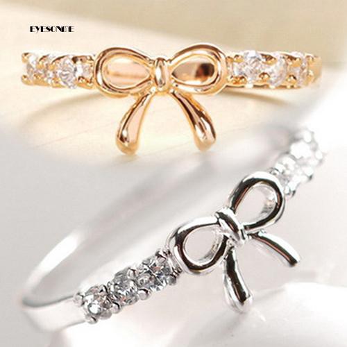 Nhẫn hình nơ đính đá lấp lánh sang trọng dành cho nữ