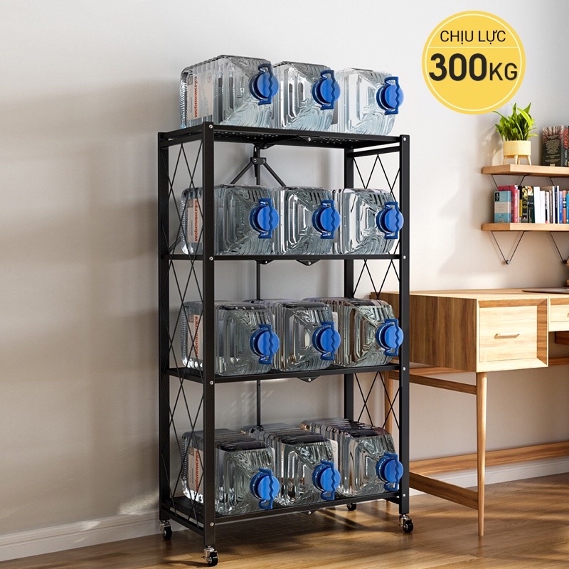 Kệ sắt 5 tầng đa năng gấp gọn kèm bánh xe dễ dàng di chuyển