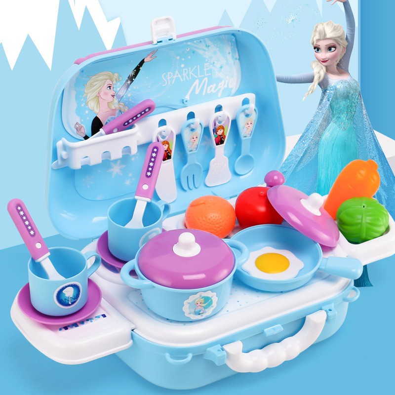 【Ready Stock】Disney Frozen Elsa Anna Bộ đồ Chơi Nấu ăn Nhà Bếp Cho Bé Gái Nhiều Chi Tiết, Nhựa Nguyên Sinh An Toàn Bộ Đồ Chơi Trang Điểm Cho Bé Gái