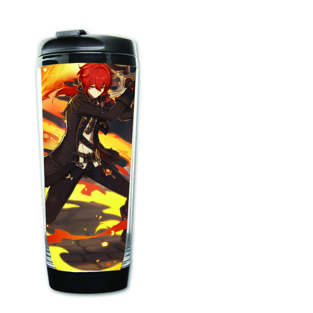 Bình nhựa đựng nước in hình nhân vật GENSHIN IMPACT ver CHIÊU THỨC game anime chibi tiện lợi xinh xắn