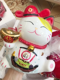 Mèo thần tài may mắn sứ