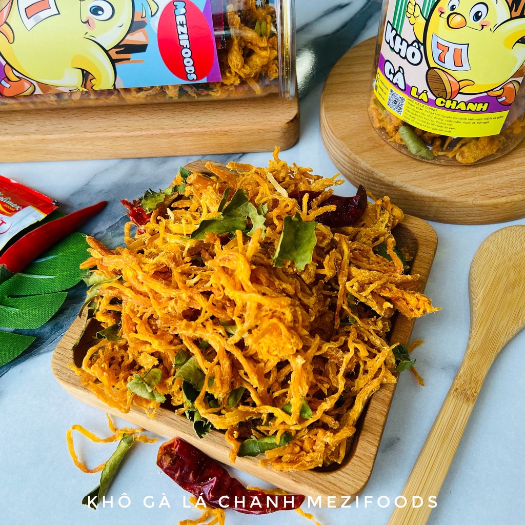 Khô gà lá chanh xé cay đậm vị 300g | Đồ ăn vặt Mezifoods | BigBuy360 - bigbuy360.vn