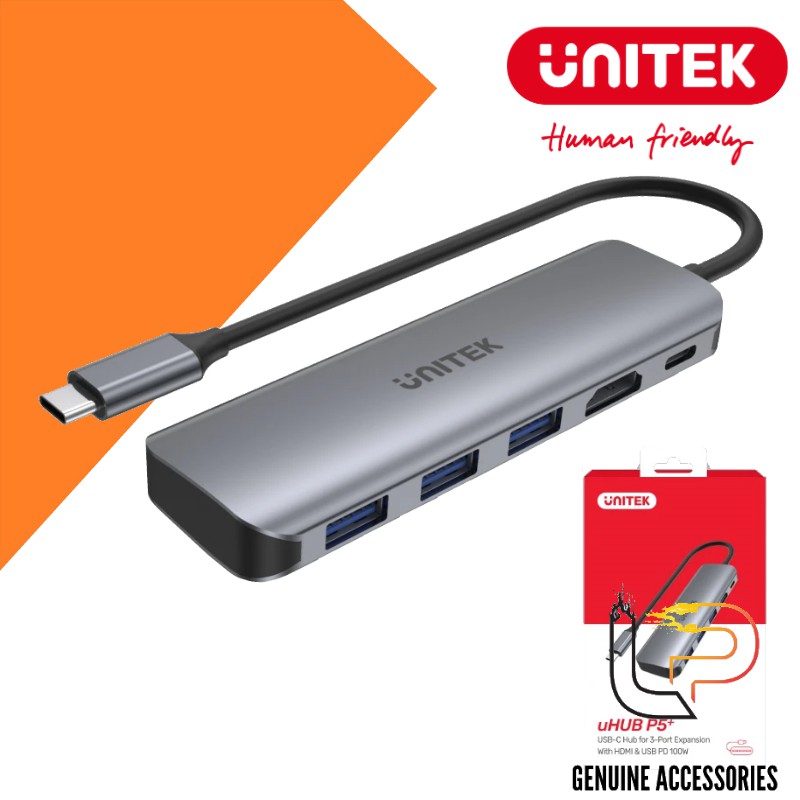 CÁP CHUYỂN USB TYPE-C RA 3 USB 3.0 + HDMI + PD 100W UNITEK H1107E