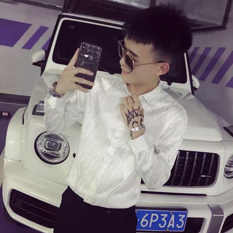 Sơ mi luạ dệt chữ nổi đì ô
