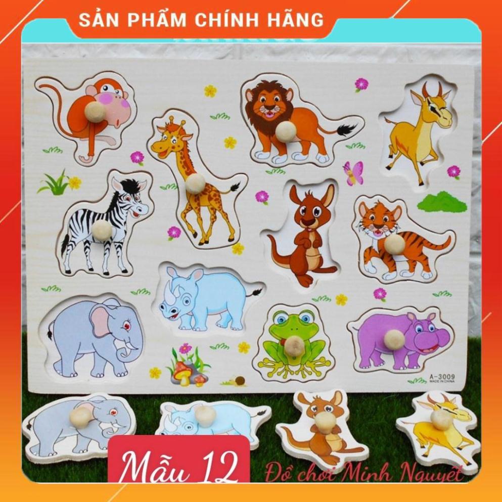 Bảng Ghép Gỗ ghép hình mẫu thú rừng 12 (BẢNG NÚM 12)