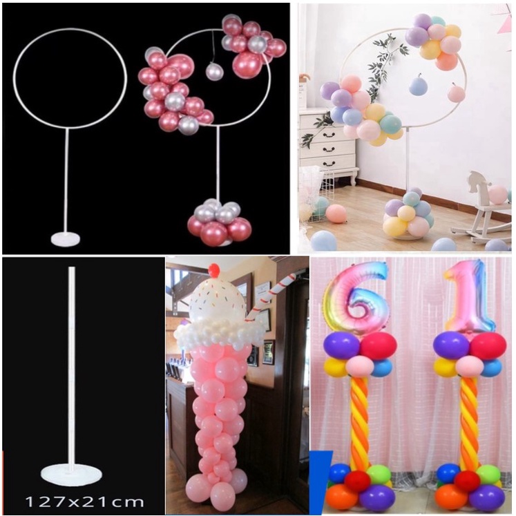Bộ trụ bong bóng đứng 1m2 và Hình tròn trang trí tiệc sinh nhật happy birthday tiệc cưới thôi nôi các ngày lễ kỉ niệm