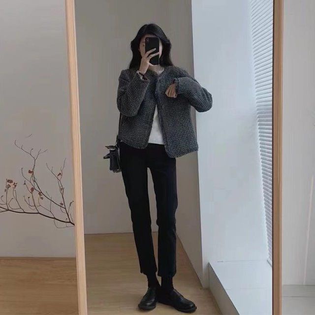 [Spot] Áo Khoác Vải tweed Mỏng Dáng Rộng Thời Trang Xuân Thu Hàn Quốc Dễ Phối Đồ Cho Nữ Xiaoxiangfeng