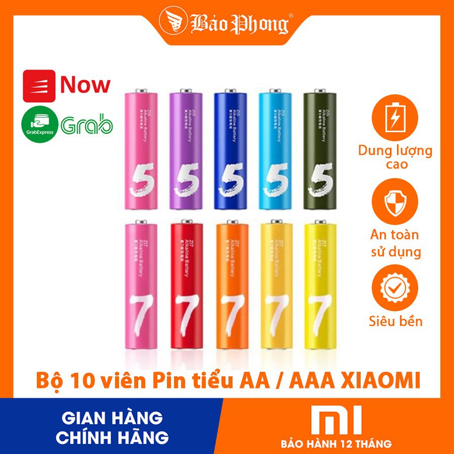 [Cực Hot] Bộ 10 viên Pin tiểu AA / AAA XIAOMI Rainbow Battery (10 Grain) Pin đũa nhỏ 3a 2a , cao cấp , dung lượng cao ,