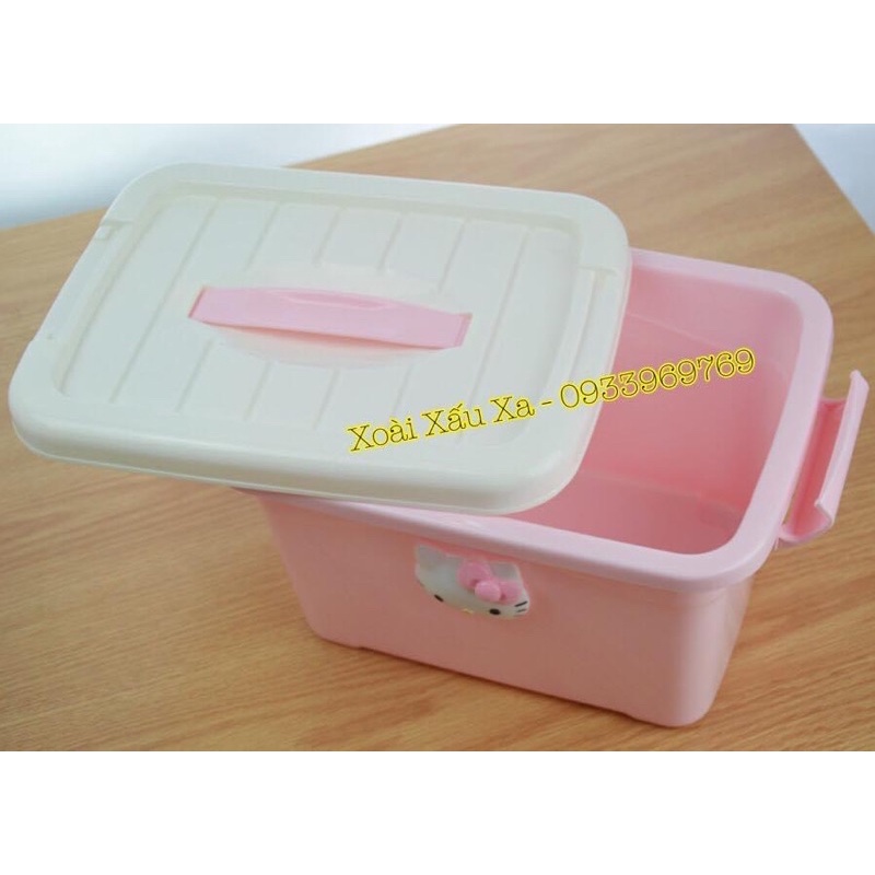 thùng nhựa nắp gài đựng đồ, vật dụng gia đình, cá nhân... HELLO KITTY 30*20*20cm