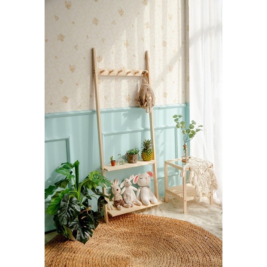 Thang gỗ dựa tường treo quần áo, phụ kiện chụp hình, Kệ treo đồ decor shop - Decor Fancy