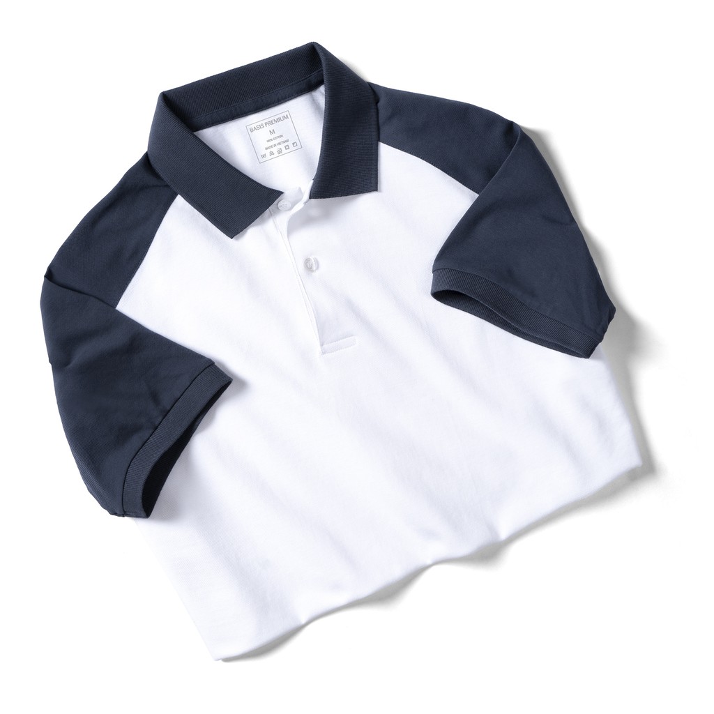 Áo thun Polo nam phối Raglan trẻ trung, thanh lịch, 100% cotton cá sấu Basis APL204 | BigBuy360 - bigbuy360.vn