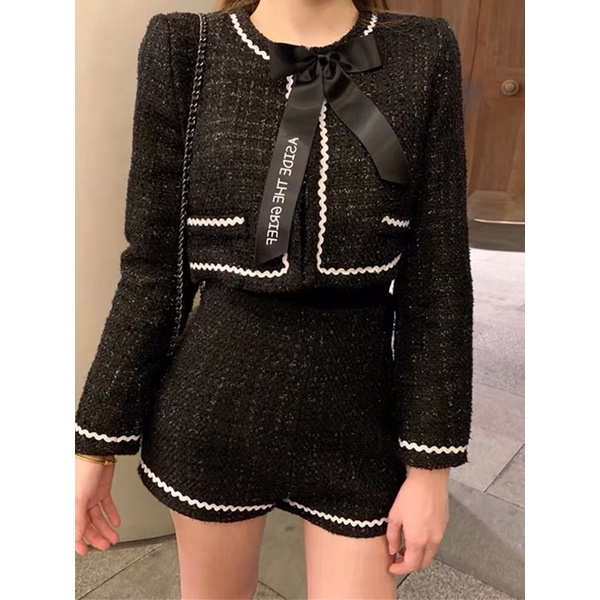 |KIREM SET| Set dạ tweed đen quần sang chảnh JENNIE BLACPINK TLÉA