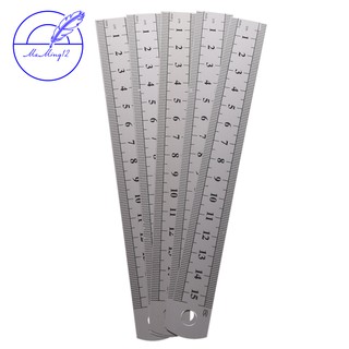 Set 5 Thước đo 2 mặt 15cm 6 inch bằng thép không gỉ chất lượng cao