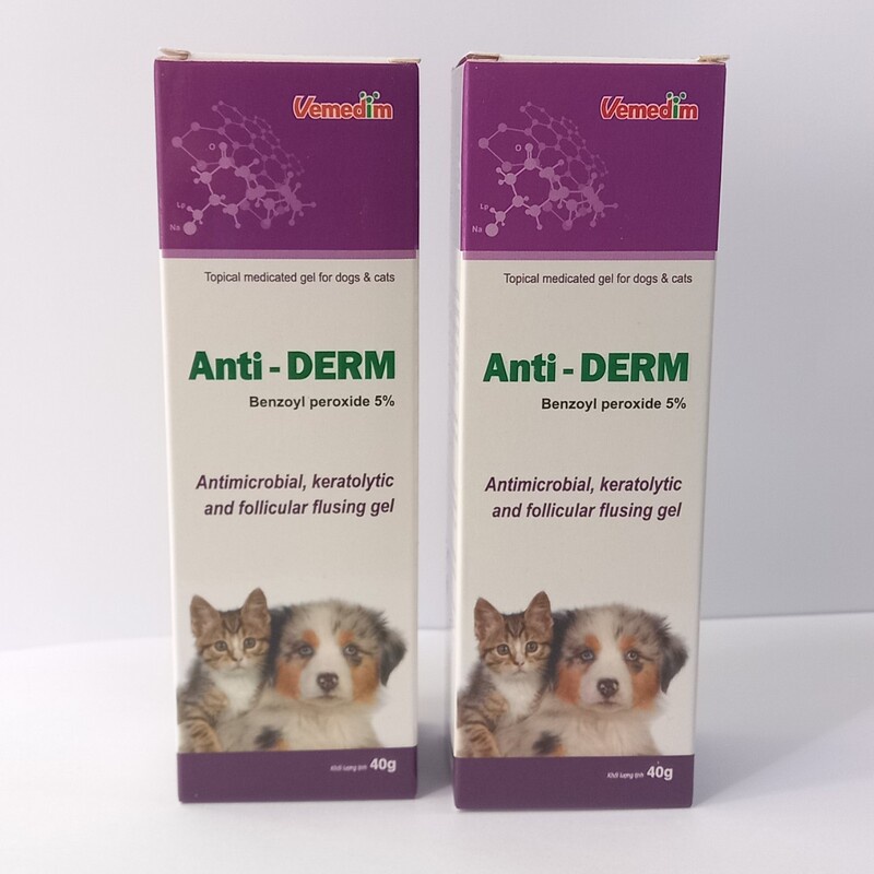 Kem bôi viêm da, ghẻ, xà mâu cho chó mèo Anti Derm chống tiết bả nhờn mau lành vết thương mau mọc lông tuýt  50g