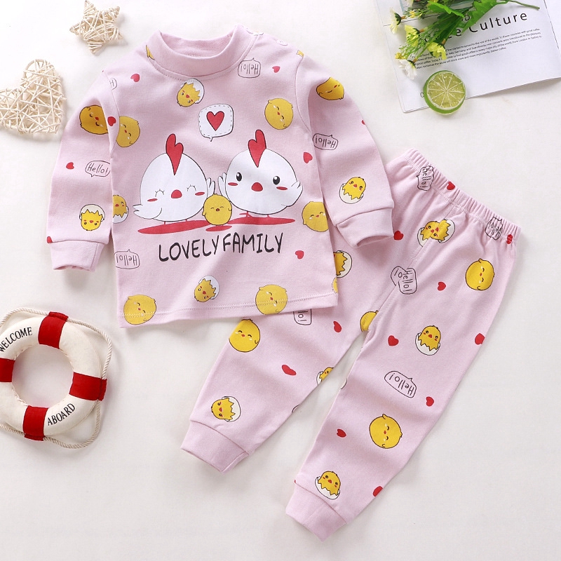 Bộ Đồ Ngủ Cotton In Họa Tiết Hoạt Hình Đáng Yêu Cho Bé