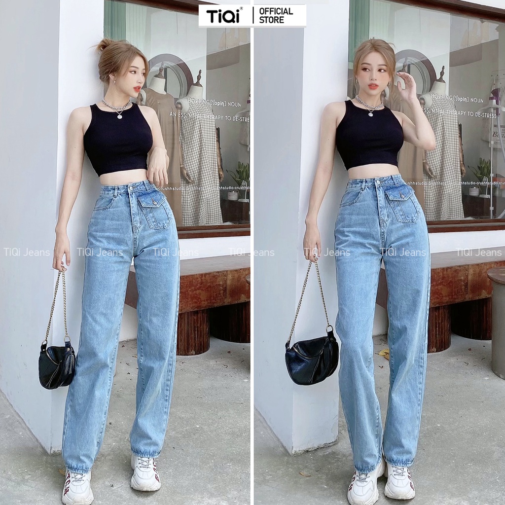 Quần Jean Nữ Ống Rộng Túi kiểu công sở TiQi Jeans B2-206