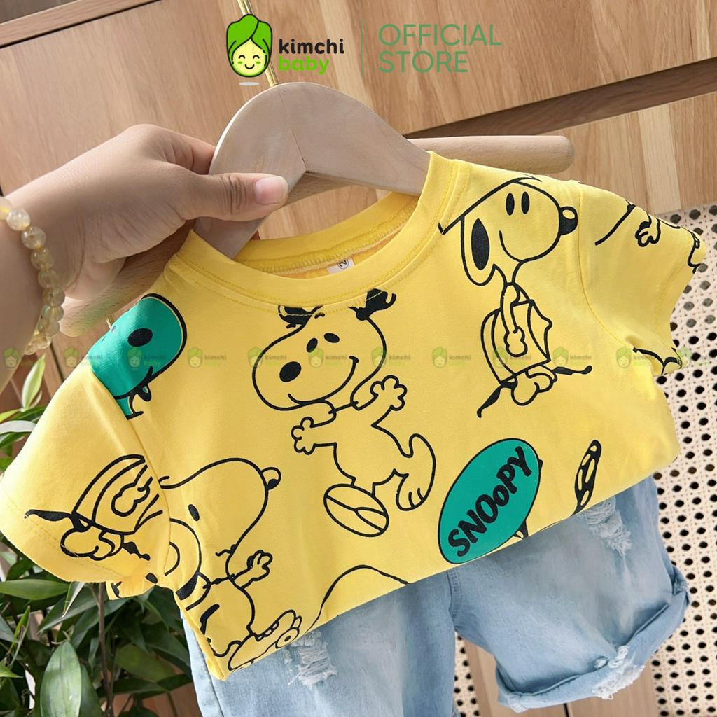 Đồ Bộ Cho Bé Trai, Bé Gái Áo Cotton Quần Jeans Họa Tiết Snoopy Dễ Thương, Bộ Quần Áo Cho Bé Mặc Nhà CK342
