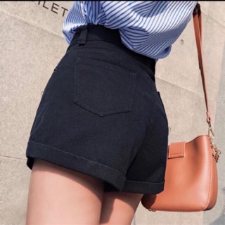 Quần shorts đùi kaki jean lưng cao - hình sàn chụp thật