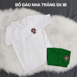 Quần áo đá banh trẻ em Bồ Đào Nha trắng sk 2018