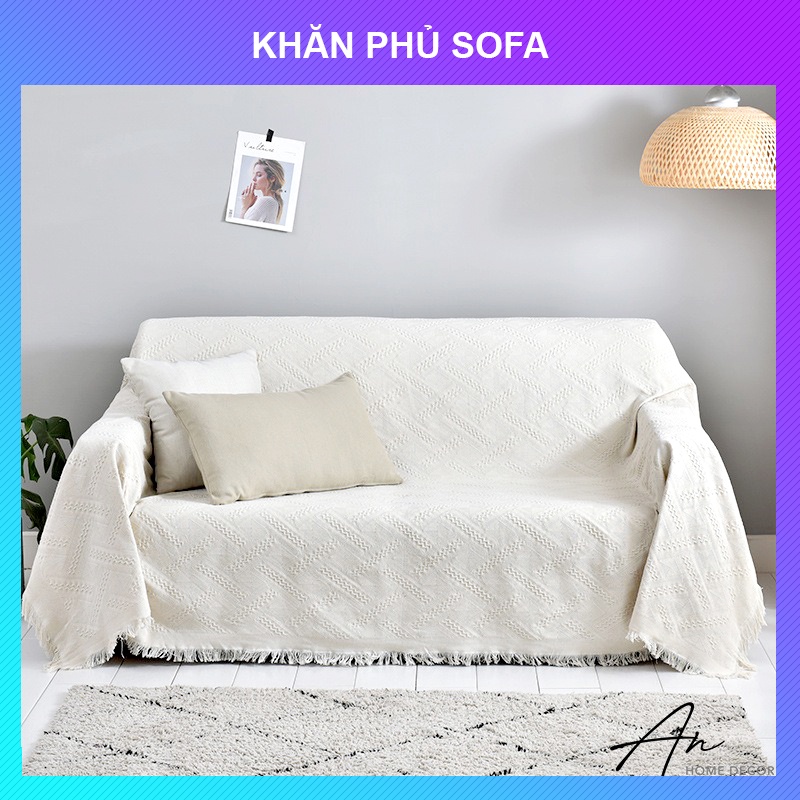 Khăn chăn trải thảm phủ ghế sofa văn phòng sợi dệt tua rua