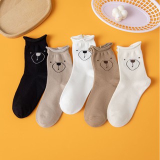 Set 5 Đôi Tất Nữ Gấu Bear Cao Cổ Nhiều Màu