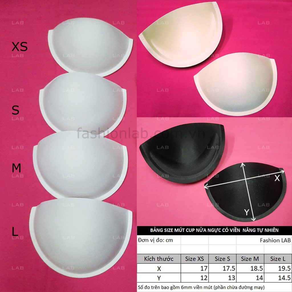 Mút cup nửa ngực có viền nâng tự nhiên, tự làm áo ngực, corset, đầm dạ hội  #0207