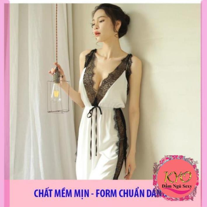 Váy ngủ lụa satin cao cấp - đầm ngủ sexy xẻ tà B1022