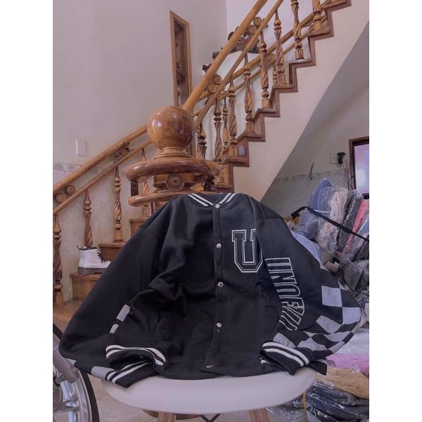 Áo khoác boomber Unisex TAKEEP. Áo boomber nỉ nam nữ dày dặn, họa tiết caro cá tính trẻ trung. | BigBuy360 - bigbuy360.vn