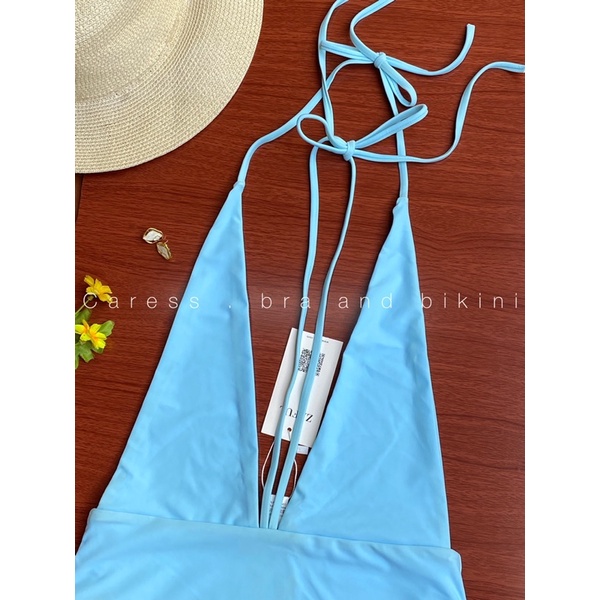 Đồ bơi bikini 1 mảnh liền thân hở lưng dây buộc 4 dây hàng Zaful chính hãng
