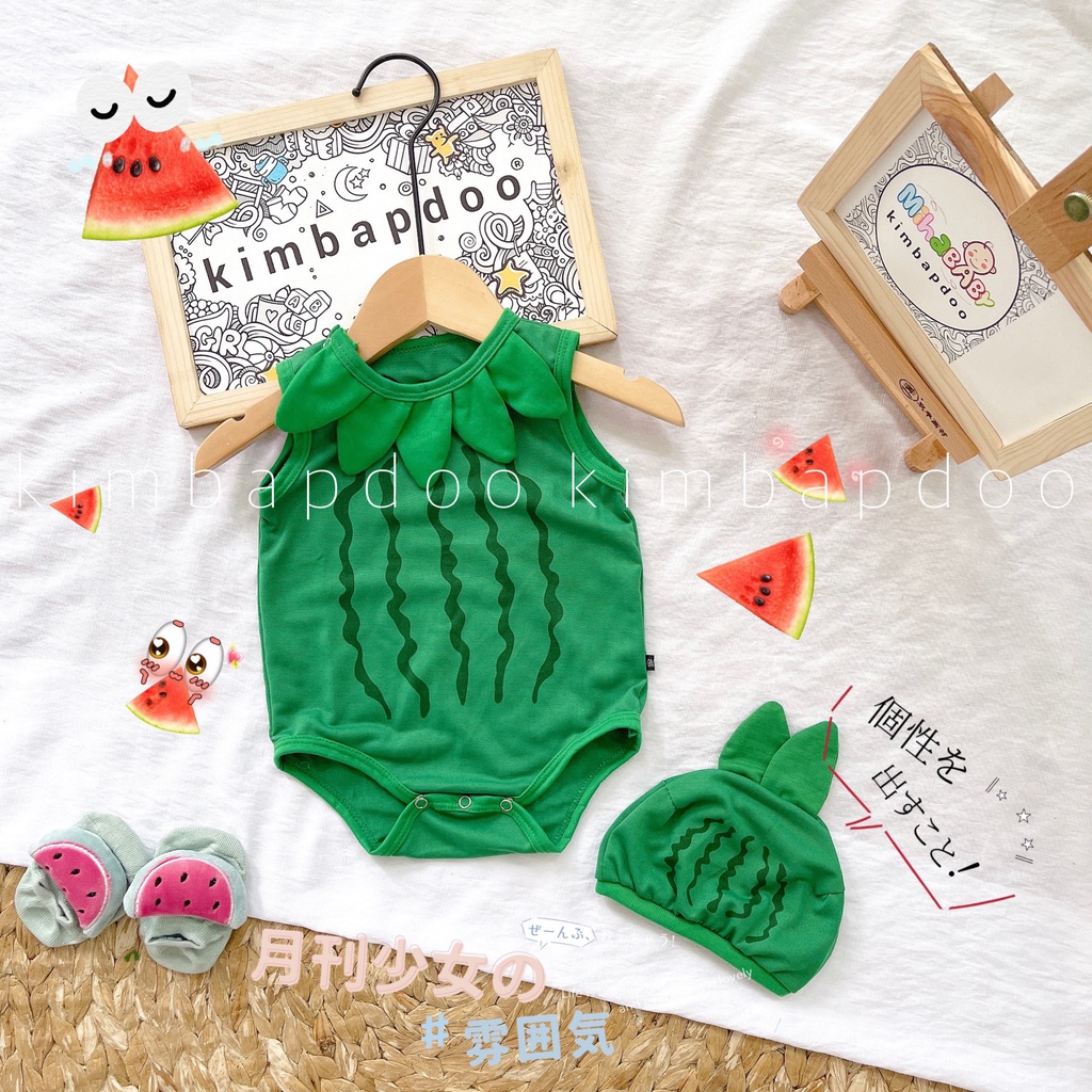 Body Cho Bé Hình Dưa hấu + nón - Quần áo trẻ em - kimbapdoo - Bodysuit cho bé