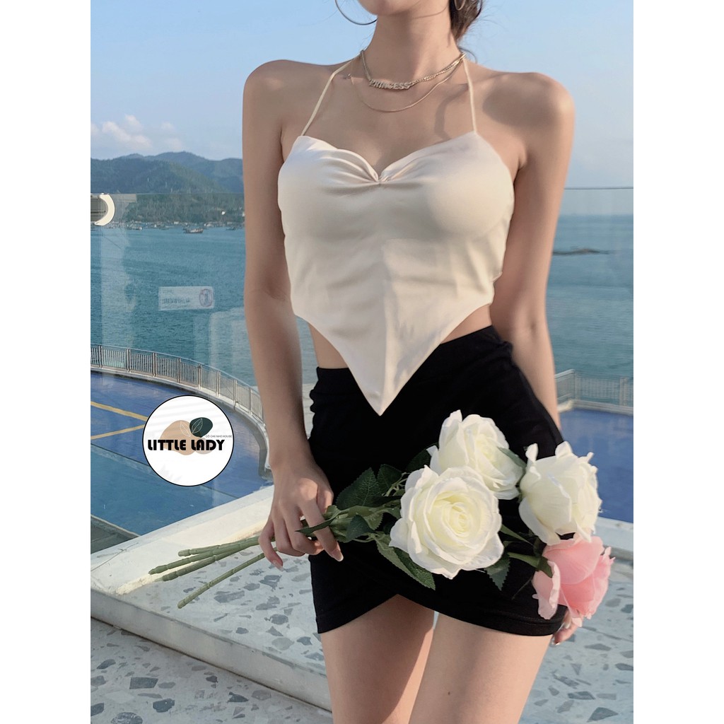 Áo Yếm Cột Dây Hở Lưng Có Mút Ngực Kiểu Hai Dây Chất Lụa Satin Freesize Dưới 53Kg "YẾM LỤA" | BigBuy360 - bigbuy360.vn